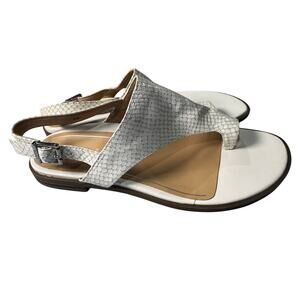 Vionic Ella II White Lizard Print Leather Sandals